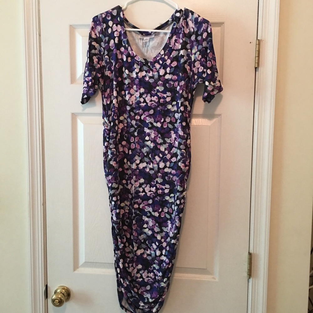 Purple Side Ruched Maternity Dress